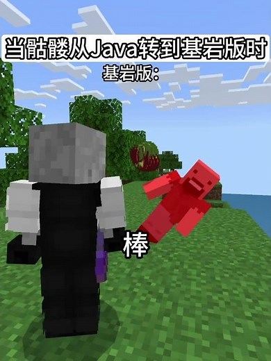 我的世界：當骷髏從Java版轉到基岩版時 #搞笑 #遊戲 #我的世界
