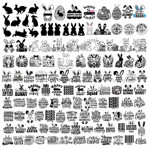 Easter SVG Bundle, Happy Easter Bunny Graphics (digital Download) - Etsy