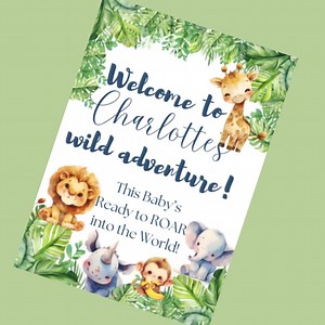 Jungle Theme Baby Shower Invitation Welcome Sign – Instant Download