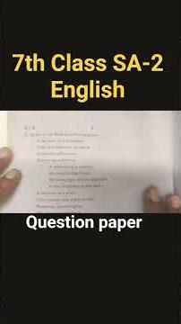 7th Class ENGLISH | SA-2 QUESTION PAPER | AYSA HEE PAPER AAYEGAA