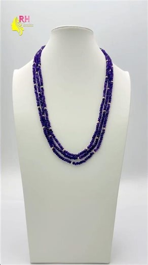 Purple Onyx Beads Necklace with 4mm Swarovski Pearls | Handmade Customized Jewellery