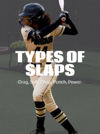Types of Slaps 🙌 Slappers are the queens of chaos. They have more than one way to put the ball in play while they’re already exploding toward first. Drag. Soft. Chop. Punch. Power. And yes, great slappers can hit away with power too. 1️⃣Drag: a moving bunt, pushed past the pitcher while you’re already running. 2️⃣Soft: a light downward chop for a slow roller or lazy bounce in front of the plate. 3️⃣Chop: an aggressive downward attack on the top of the ball for a sharp, high, erratic hop. 4️⃣Pun