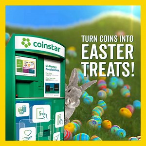 Everybunny wants some extra spending money! 🐰 Hop on down to Coinstar to turn your coins into Easter treats. Find a kiosk: https://bit.ly/432SJEQ | Coinstar