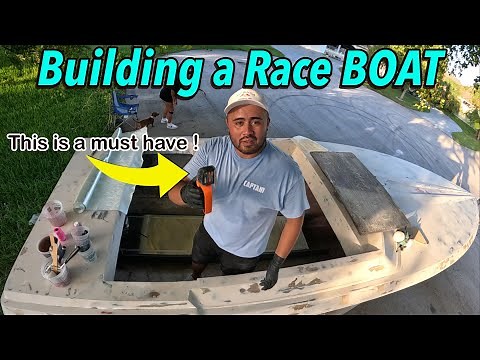 Race Boat Revived : Laminating Stringers , Fuel Tank , Deck on 21’ Checkmte Starflight!