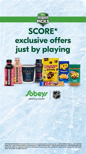 Play My NHL® Picks now in the app and score special offers on your favourite products, plus bragging rights every week. | Sobeys