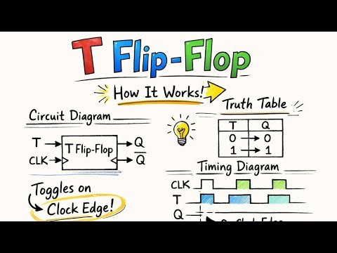 T Flip-Flop Explained Easily 🔥 | Truth Table, Circuit Diagram & Timing Diagram | Digital Electronics