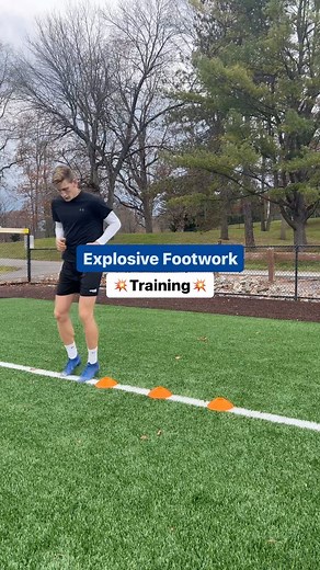 Ethan Cook on Instagram: "💥Explosive Footwork Training💥 Get more explosive and improve your footwork with this simple exercise. The two variations I did in this video: - Two Footed Steps - Single Leg Hops FOLLOW for more advice, drills and resources ✅ #explosivetraining #football #soccertraining #speeddrills #soccer #footwork #fastfeet #training #speedtraining"