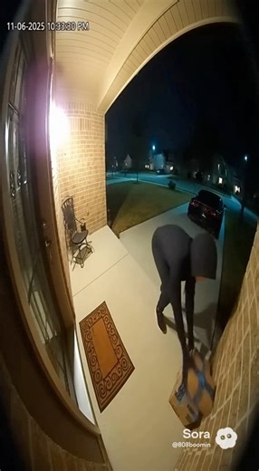 A sneaky female porch pirate thinks she’s scoring an easy grab from a front porch — until karma strikes instantly! 💥 The moment she snatches the box, it bursts open, blasting her with bright blue ink from head to toe. Caught in crystal-clear Sora doorbell cam footage, this hilarious fail proves one thing: porch pirates always get caught (and sometimes colorful justice)! 😂💙 👉 Subscribe to Sora Funny Videos for more viral door cam moments and instant karma fails! | Sora Funny Videos