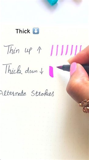 Beginner Calligraphy Strokes ✍️ Thin Up Thick Down | Part 2 #shorts