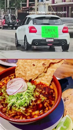 Conductor transporta una olla entera de pozole en su auto para las fiestas 🍲🚗