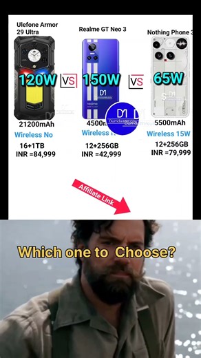Nothing Phone 3a Vs Realme GT Neo 3 Vs Ulefone Armor 29 Ultra fast Charging & Battery mAh Comparison