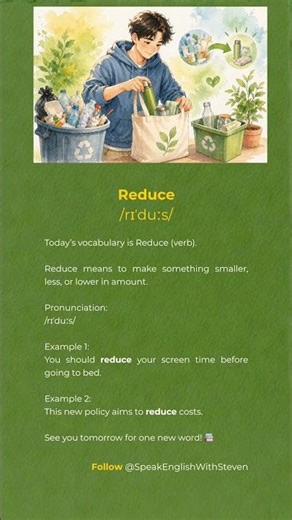 "Reduce" Pronunciation & Examples #learnenglish #englishvocabulary