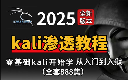 2025年最强Kali渗透教程/网络安全/kali破解/web安全/kali Linux/DDoS攻击/漏洞挖掘/代码审计/渗透测试/黑客教程 /黑客技术