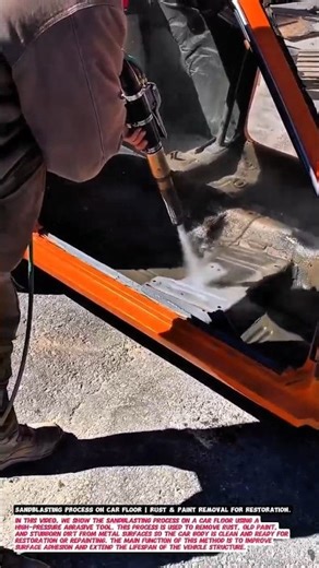 Sandblasting Process on Car Floor | Rust & Paint Removal for Restoration.