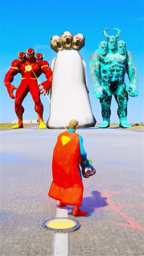 Random Superheroes VS Giant Granny & Giant Ice Titan #gta #shorts