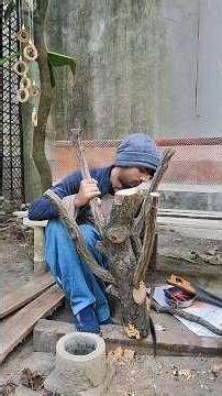 I made a beautiful stand table by collecting branches. #fashiondesign #table #making #with #tree