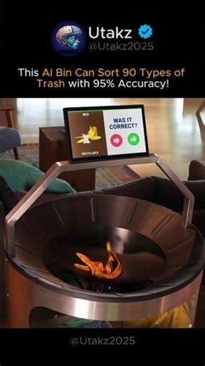 This AI Bin Can Sort 90 Types of Trash with 95% Accuracy!🌚 #interesting #shorts #sciene #technology
