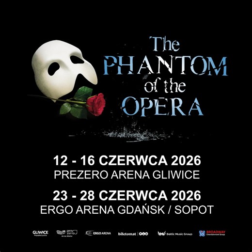 🎭 „The Phantom of the Opera” wkracza do Polski z niespotykanym rozmachem! 🎭 Po raz pierwszy w Polsce będziecie mogli zobaczyć tę legendarną produkcję w tak monumentalnej skali! Angielska wersja językowa (z polskimi napisami) słynnego musicalu Andrew Lloyda Webbera zagości na dwóch wielkich scenach: 📍 @prezeroarenagliwice (12-16 czerwca 2026) 📍 @ergoarena Gdańsk/Sopot (23-28 czerwca 2026) Czego możecie się spodziewać? ✨ Ponad 100-osobowy zespół artystów i muzyków 🎻 Orkiestra grająca na żywo 