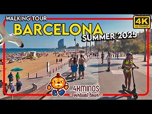BARCELONA | Summer Walk | 4K UHD | Walking Virtual Tour Spain 2025