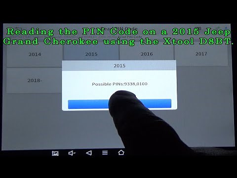 Reading the PIN code on a 2015 Jeep Grand Cherokee using the Xtool D8BT.
