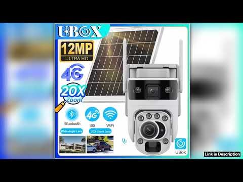 UBOX 12MP Outdoor 4G Sim Solar Camera 20X ZOOM Dual Lens Wireless Security Camera PIR Night Vision