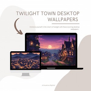 Twilight Town Desktop Wallpapers | Magical Night Village & Autumn Street Scenes | Digital Download - Etsy Canada