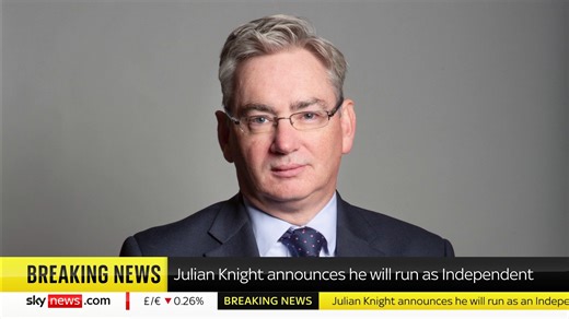 BREAKING: Julian Knight announces he will run as an independent candidate in the general election. Knight had the whip suspended by the Conservative Party in December 2022, but stayed on as MP for Solihull until yesterday's dissolution of parliament. https://trib.al/4KnMUix 📺 Sky 501 | Sky News