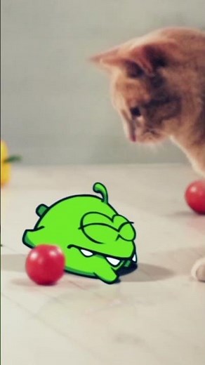 Om Nom Chasing Cat #shorts #animals #funnycartoons #omnom