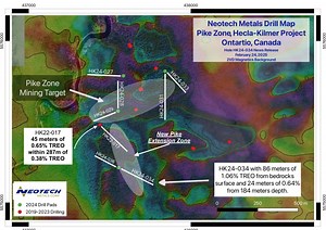 Neotech Metals Drills 86 Meters of 1.06% TREO from Bedrock Surface Approximately 300 Meters from the Pike Zone Mineralized Corridor in Its Inaugural Drill Program at Hecla-Kilmer