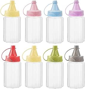 8 Pcs Mini Ketchup Squeeze Bottles 1 OZ Condiment Bottle Mini Sauce Bottle Honey Mustard Salad Dressing Sauce Bento Box Container (Multicolor)