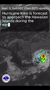 Hurricane Kiko is forecast to approach the Hawaiian Islands during the early to the middle portion of next week. However, it is too soon to determine the exact location or magnitude of these impacts, and interests there should continue to monitor the progress of this storm at hurricanes.gov | U.S. National Weather Service (NWS)