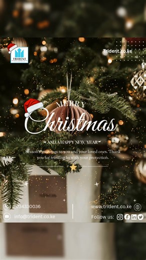 Merry Christmas to our valued customers 🎄✨ As we celebrate this festive season, we thank you for your continued trust and partnership 🤝💙 Together, we are stronger—standing united to protect what matters most and to move confidently into the year ahead 💪🎁 Wishing you peace, joy, and a safe holiday season 🎅🏽🌟. #December #TridentInsurance #Merrychristmas | Trident Insurance Company Limited