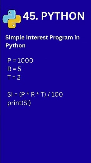 Python Interview Questions #45 | Simple Interest Program | Python in Telugu