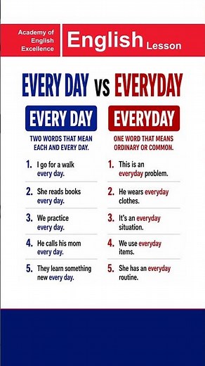 EVERY DAY vS EVERYDAY | Beginners to Advanced Level | Academy of English Excellence #english