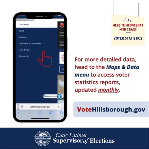 Calling all election geeks! 🤓Today's #WebsiteWednesday shows you were to find updated statistics on registered voters in Hillsborough County. 📊 #VoteHillsborough #data | Hillsborough County Supervisor of Elections