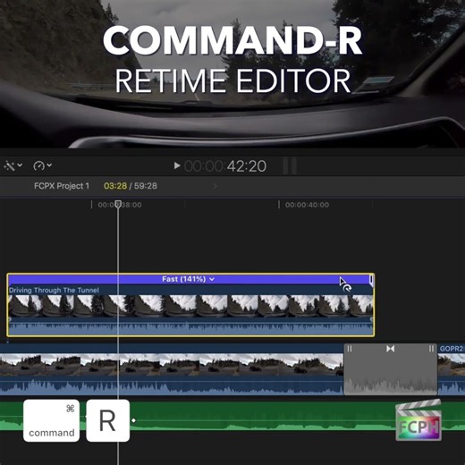 Final Cut Pro Shortcut | Command-R | Show or Hide Retime Editor