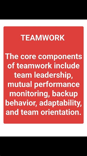 The core components of teamwork include team leadership, mutual performance monitoring, backup behavior, adaptability, and team orientation. #teamwork #teambuilding #teamworkmakesthedreamwork #reelsviralシ #2025viralvideo #trendingreels2024 #trendingreelsbeautiful #viralreelsfb #viralvideoシ #viralreelsfacebook #reelstrending #viralreelschallenge #trendingreelsvideo | Rohit Chandra Thakur
