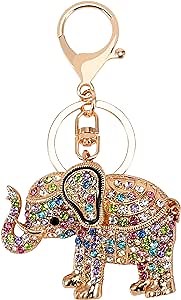 Elephant Keychains for Women Girls Cute Rhinestone Animal Key Chain Ring Purse Bag Handbag Charms Men Boys Gifts