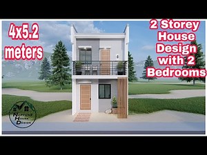 2 Storey Small House Design with 2 Bedrooms and Balcony I 4m x 5.2m I 40 sqm total lot area
