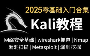 2025年最新！Kali渗透教程/kali破解/零基础kali/漏洞挖掘/kali Linux/黑客技术/DDoS攻击/web安全/黑客教程/渗透测试/网络安全
