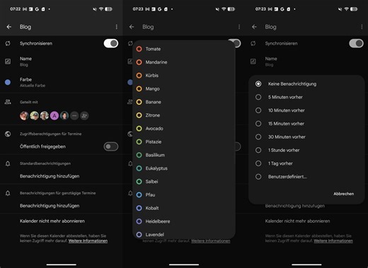 Google Kalender für Android: Kalenderfreigabe jetzt direkt in der App möglich