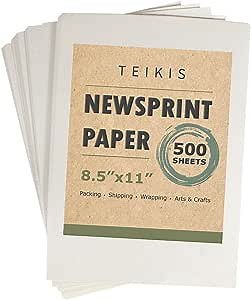 Clean Newsprint Packing Drawing Sketch Paper Unprinted - 500 Sheets, 8.5 x 11 inch