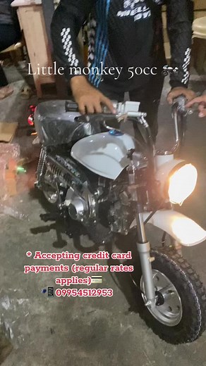 2024 NEW ARRIVAL LITTLE MONKEY 50cc LITTLE MONKEY 🙉 PRICE 45,000 Limited stock Motorcycle Body Dimensions & Weight Length * Width * Height(CM) 136*65*88CM Motorcycle Max Speed(KM/H) 80KM/H Motorcycle Dry Weight(KG) 70KG Motorcycle Tire Dimension F/ R:3.5-8 Motorcycle Sitting Height(CM) 66CM Motorcycle Fuel Tank Capacity(L) 8L Motorcycle Power System Motorcycle Engine 50CC Single Cylinder 4-Stroke Air Cooled Motorcycle Transmission Chain Drive Motorcycle Emissions(ML) 50CC Electrical machinery E
