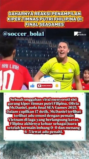 GAHARR🔥🙌Reaksi penampilan kiper timnas fhilipina putri ketika menghadapi vietnam di final #seagames