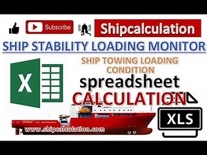 Ship stability with towing condition spreadsheet calculation