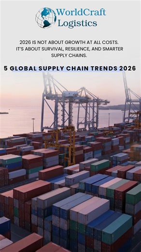 🌍 𝟓 𝐆𝐥𝐨𝐛𝐚𝐥 𝐒𝐮𝐩𝐩𝐥𝐲 𝐂𝐡𝐚𝐢𝐧 𝐓𝐫𝐞𝐧𝐝𝐬 𝐭𝐨 𝐖𝐚𝐭𝐜𝐡 𝐢𝐧 𝟐𝟎𝟐𝟔 Supply chains are under pressure, and the world isn’t slowing down. In 2026, resilience, smart decisions, and adaptable people will make the difference. 👉 Follow Worldcraft Logistics for global logistics updates. ________________________ 𝐖𝐎𝐑𝐋𝐃𝐂𝐑𝐀𝐅𝐓 𝐋𝐎𝐆𝐈𝐒𝐓𝐈𝐂𝐒 𝐋𝐋𝐂 / 𝐅𝐑𝐄𝐈𝐆𝐇𝐓 𝐅𝐎𝐑𝐖𝐀𝐑𝐃𝐄𝐑 📧𝐄𝐦𝐚𝐢𝐥: contact@worldcraftlogistics.com ☎️𝐏𝐡𝐨𝐧𝐞: (909) 632-1643 🏢𝐀𝐝𝐝𝐫𝐞𝐬𝐬: