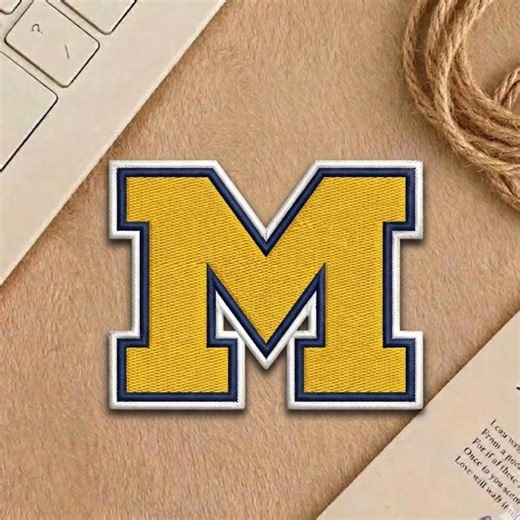 Michigan Wolverines Block M Monogram Embroidery Patch Maize Blue Varsity Style Sew on Iron on Hook Loop Badge - Etsy