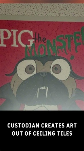 School custodian creates art out of ceiling tiles