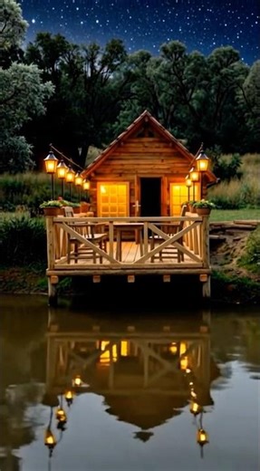 Building a Cozy Riverside Cabin From Scratch #shortvideo #shorts