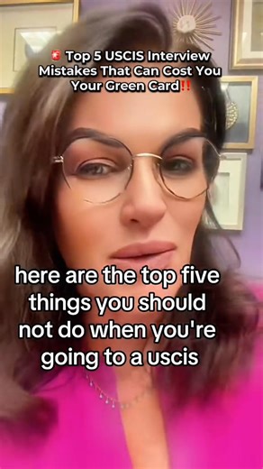 Your USCIS green card interview is not the place to improvise. These small mistakes can distract the officer, delay your case, or create unnecessary issues: Preparation matters. Strategy matters. And what you don’t do matters just as much as what you say. 👉 Every case is different get legal guidance before your interview. #uscis #usimmigration #immigrationtips #greencard #immigrationsupport #immigrationattorney #knowyourrights | Familia America- Gloria Cardenas